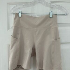 Fabletics Tan Bike Shorts with Elastic Waistband